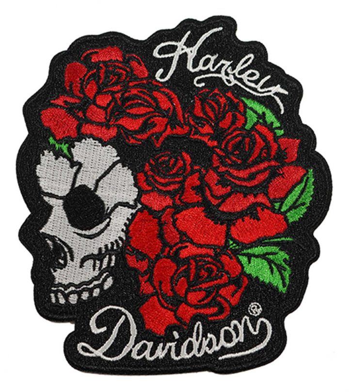 Harley Davidson Cusson Coudre Avec Embl Me De Cr Ne De Rose Brod De