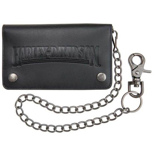 Portefeuille Vintage Harley Davidson En Cuir Noir - Logo En Relief, Occasion Authentique !