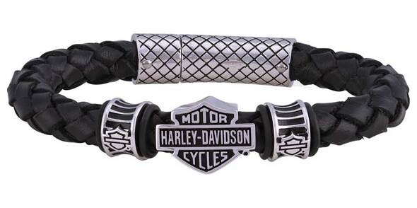 Bracelet en cuir tressé Bar & Shield Harley-Davidson pour hommes