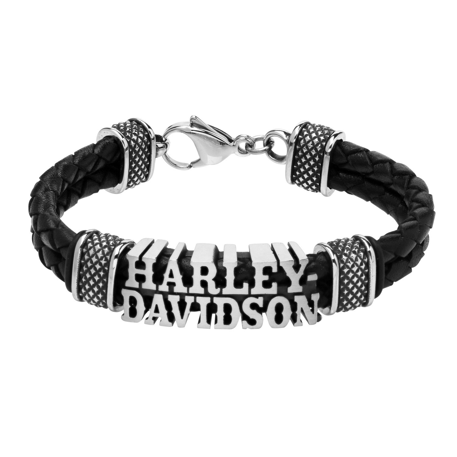 Bracelet en cuir tressé Bar & Shield Harley-Davidson pour hommes