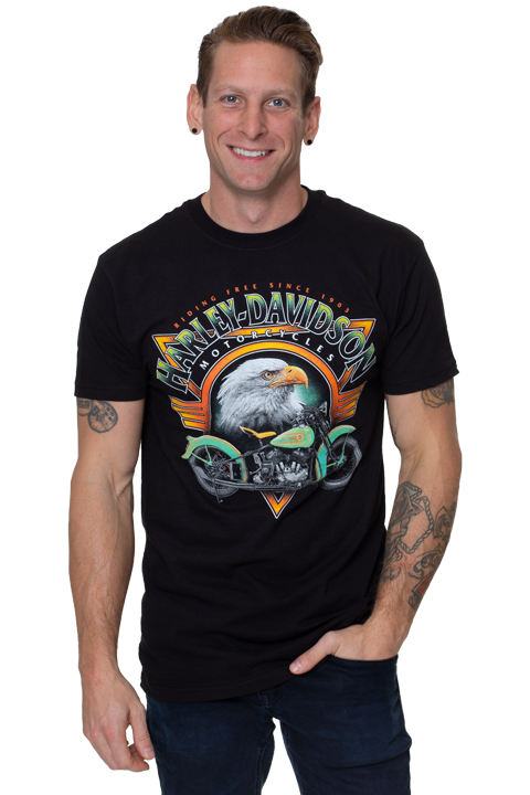 T-shirt Harley-Davidson pour hommes Vintage Eagle Black - Léo Harley- Davidson®