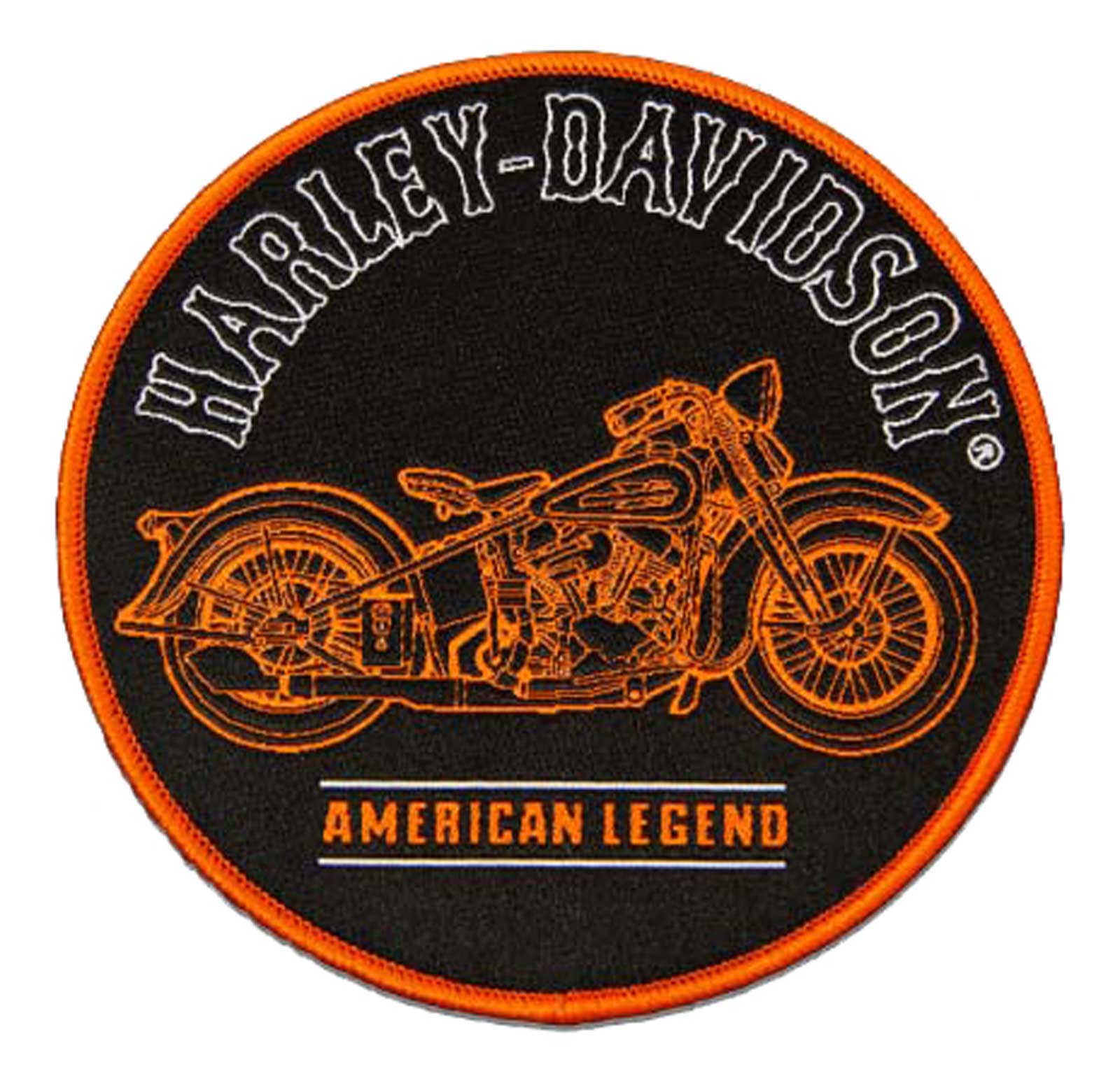 Patch écusson Harley-Davidson Bar & Shield - Grand Format Rectangulaire Orange, En Polyester, à Coudre Ou Coller